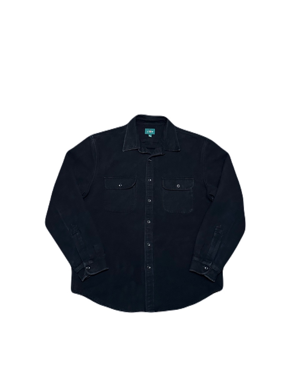 J Crew Heavyweight Chamois Workshirt Shirt Mens Large Black Soft Brushed Oarsman